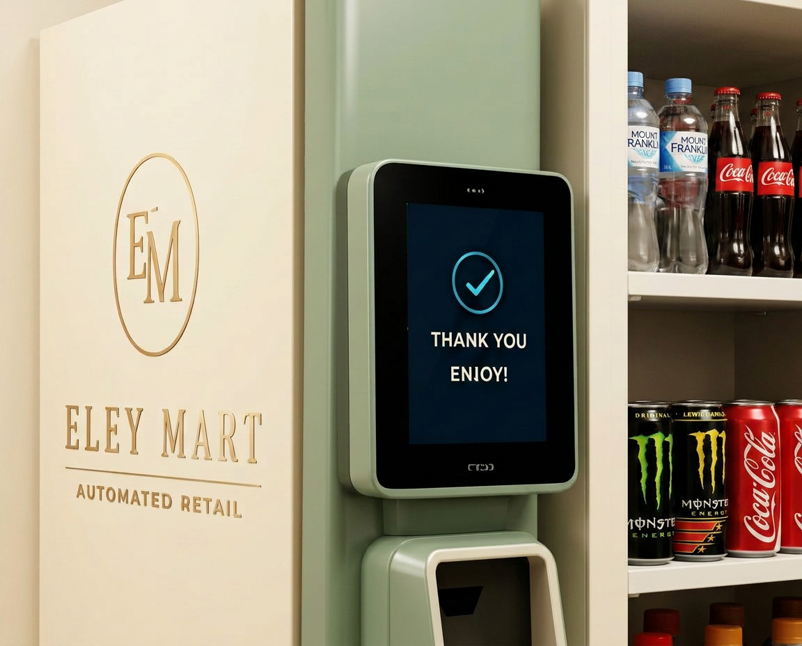 The fridge screen confirming a completed purchase
